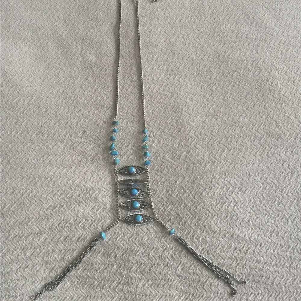 NWT Ladies SS necklace & earringswith blue stones - Picture 3 of 7